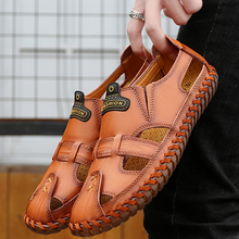 Lade das Bild in den Galerie-Viewer, Tacocood neue Qualität Aus Echtem Leder Männer Sandalen Im Freien Sommer Flip Flop Casual Schuhe

