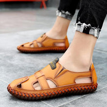 Lade das Bild in den Galerie-Viewer, Tacocood neue Qualität Aus Echtem Leder Männer Sandalen Im Freien Sommer Flip Flop Casual Schuhe
